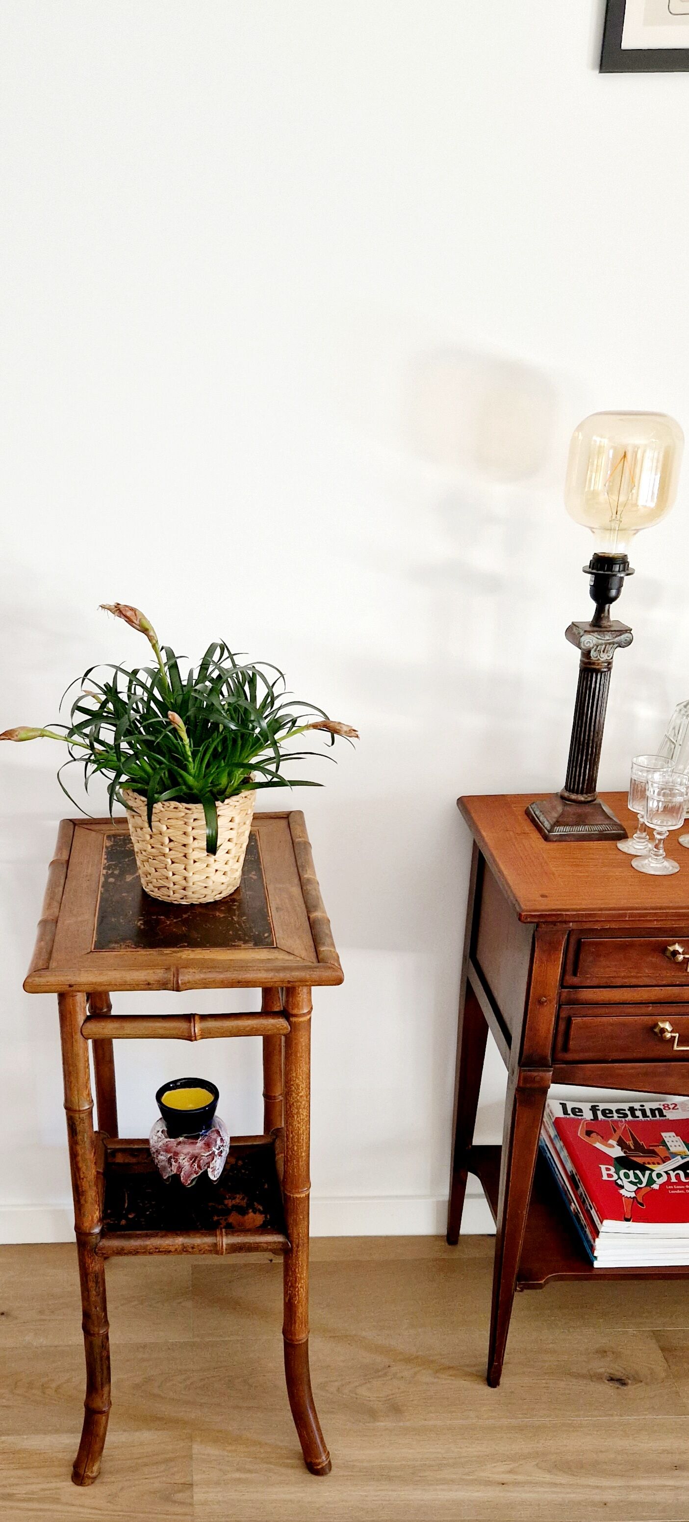 Side table bamboo late XIX style Perret & Vibert