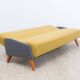 1950s streamline design sofa bed – Light yellow & grey mottled