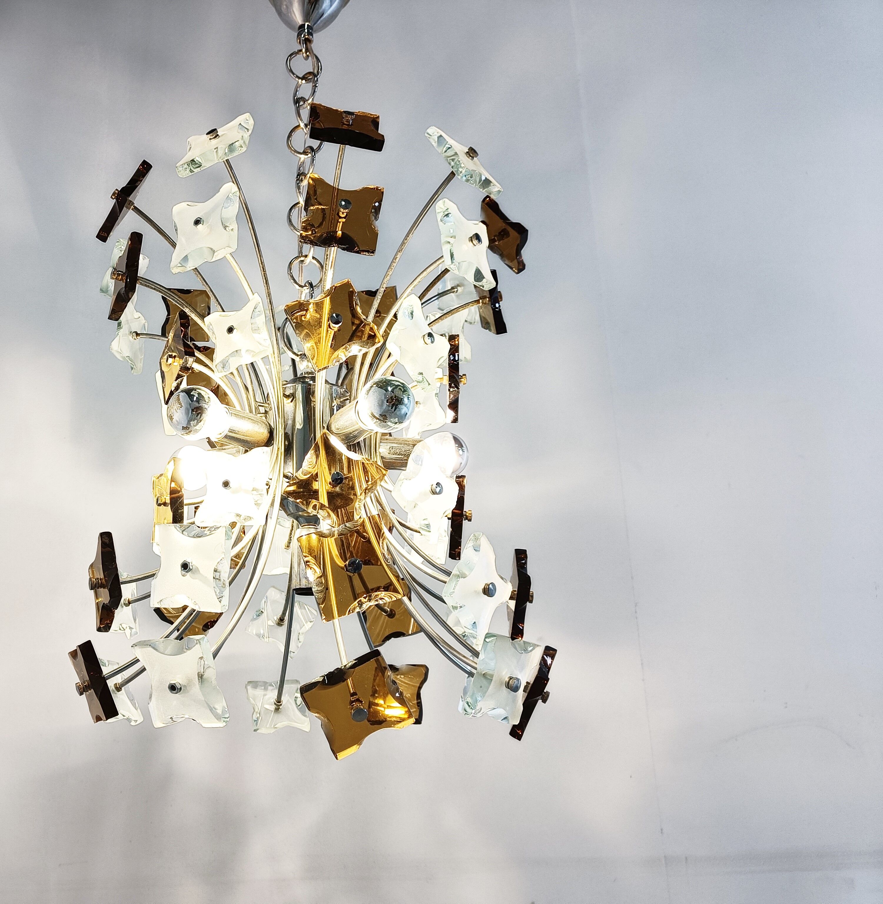 Mid century glass sputnik chandelier, 1970s