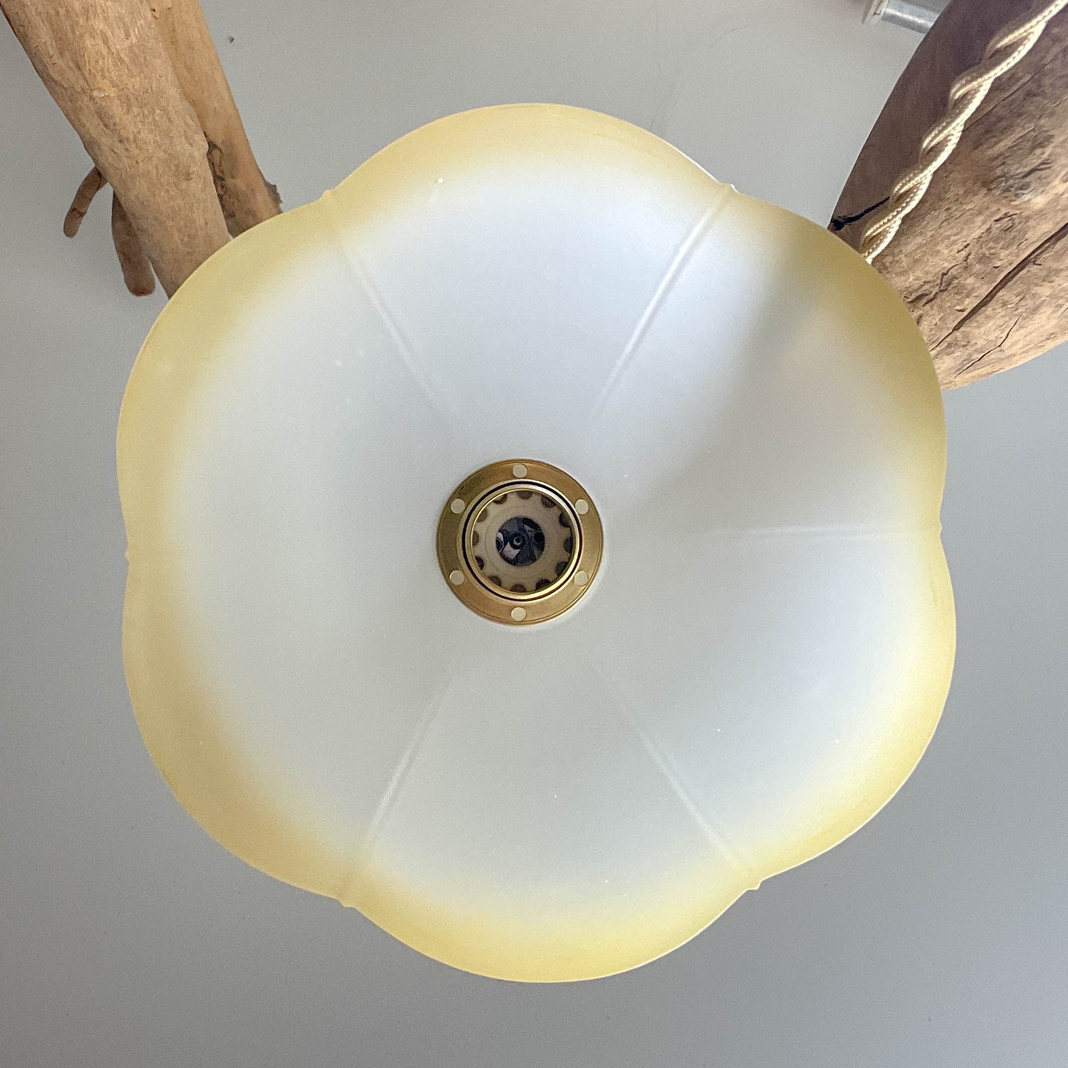 Vintage amber frosted glass pendant light – Soft light – Customizable