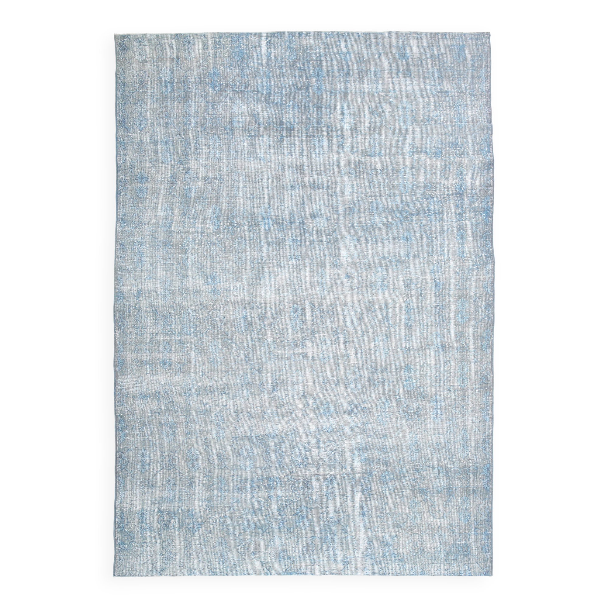 7x11 Turkish Light Blue Camouflage Pattern Vintage Rug, 223x329Cm