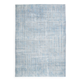 7x11 Turkish Light Blue Camouflage Pattern Vintage Rug, 223x329Cm