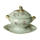 Moutardier sur dormant en porcelaine paris Limoges decor floral