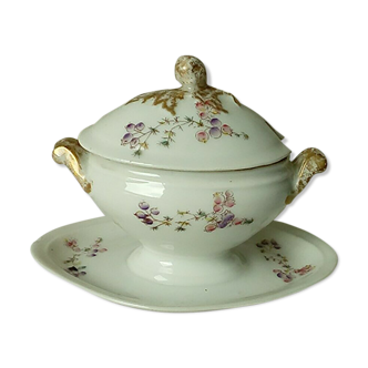 Moutardier sur dormant en porcelaine paris Limoges decor floral