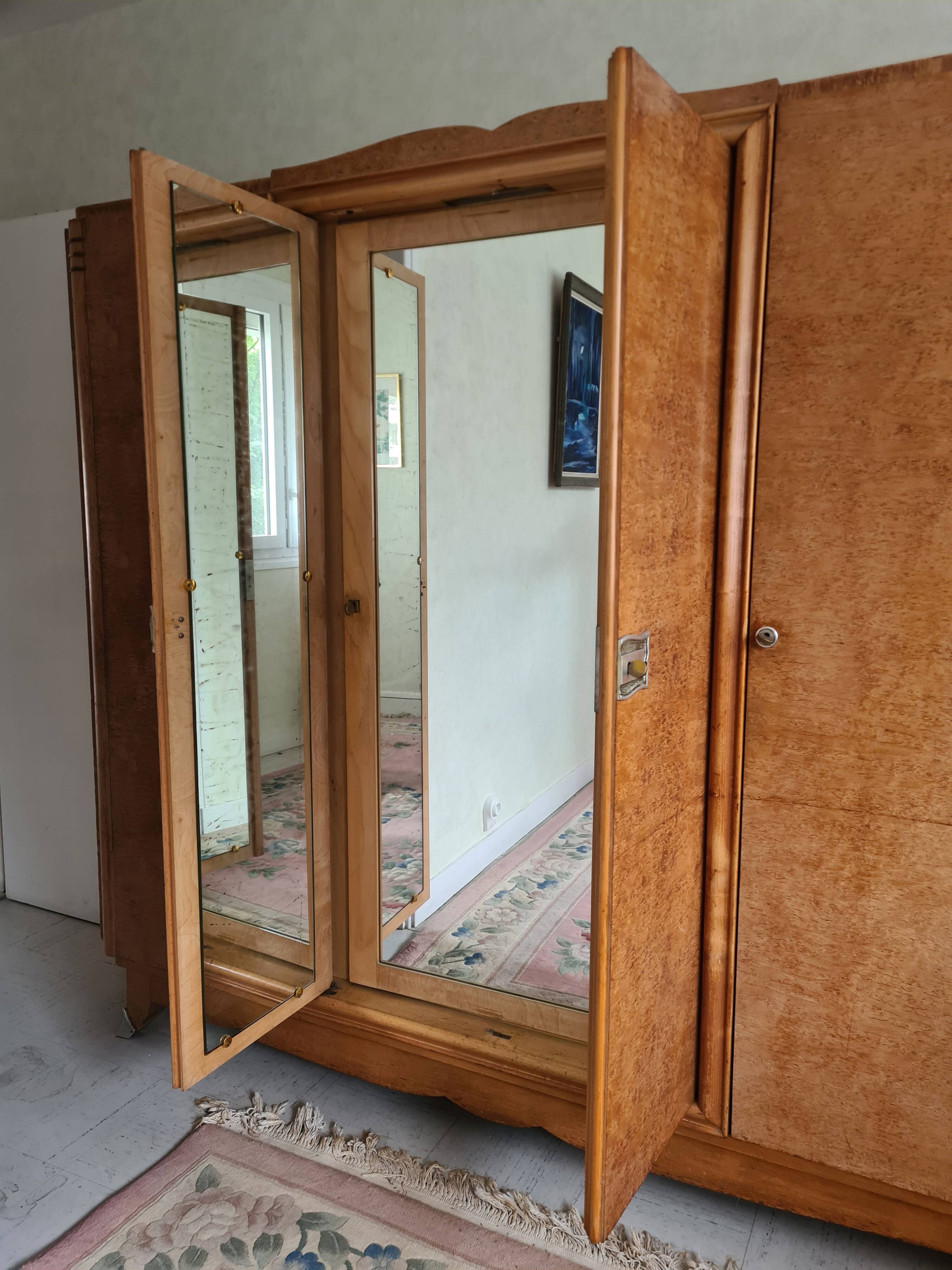 1940s burl wood wardrobe