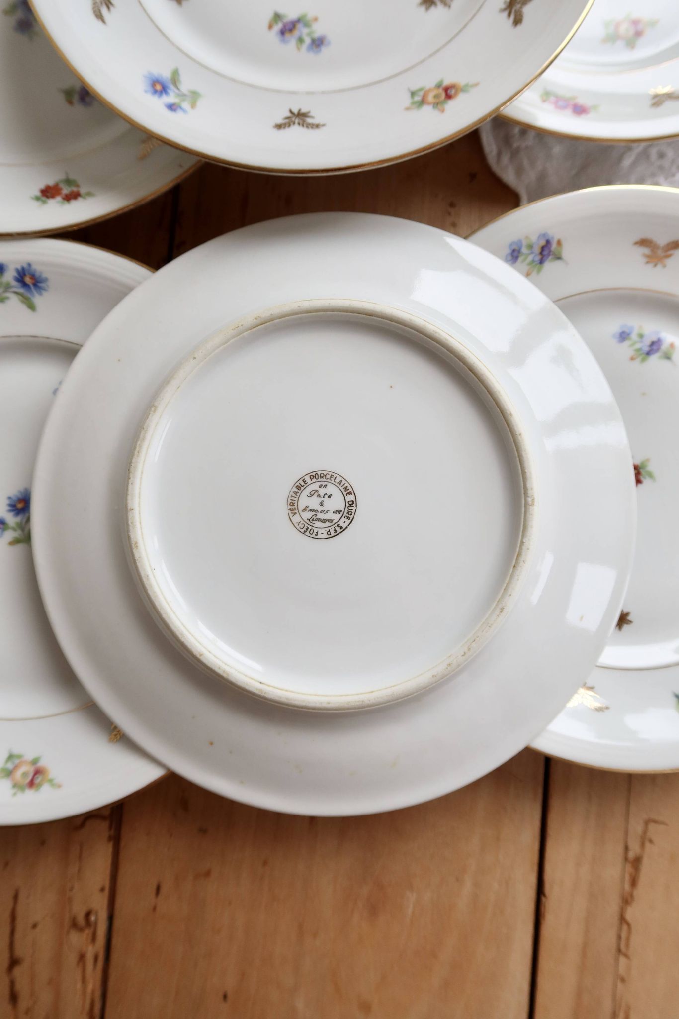 6 vintage dessert plates porcelain from Limoges – small flowers