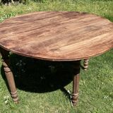 Antique round folding table - stripped - ideal for small spaces