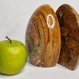 Vintage onyx marble bookends, ovoid shape, height 17 cm, 1970s