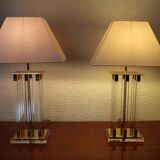 Pair of plexiglass and brass lamps, Italy 1970