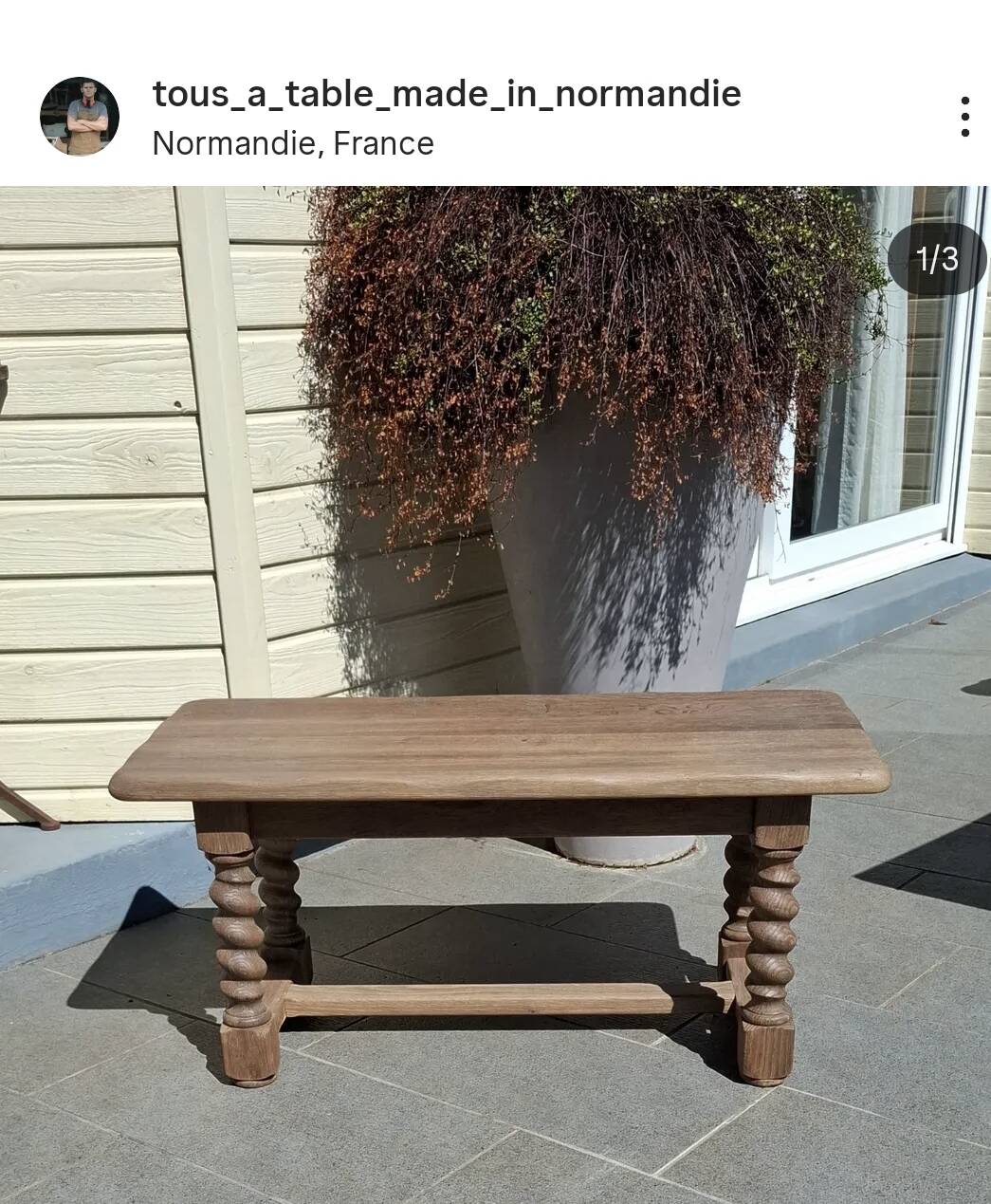 Table basse aérogommé Louis XIII