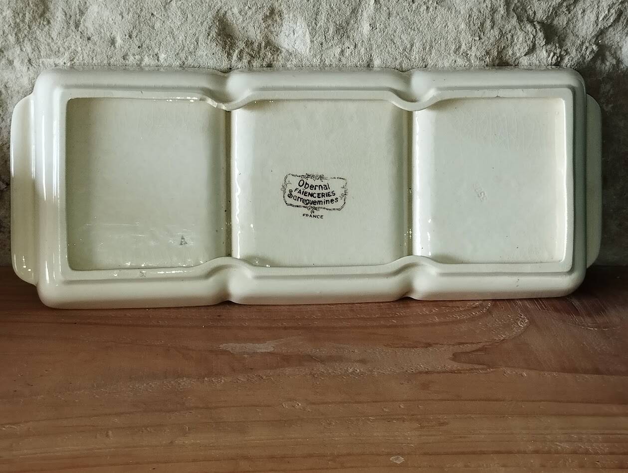 Three-compartment plate in earthenware from Obernai – Alsace