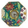 Art deco style clock table clock hubert bequet ceramic flowers 16cm
