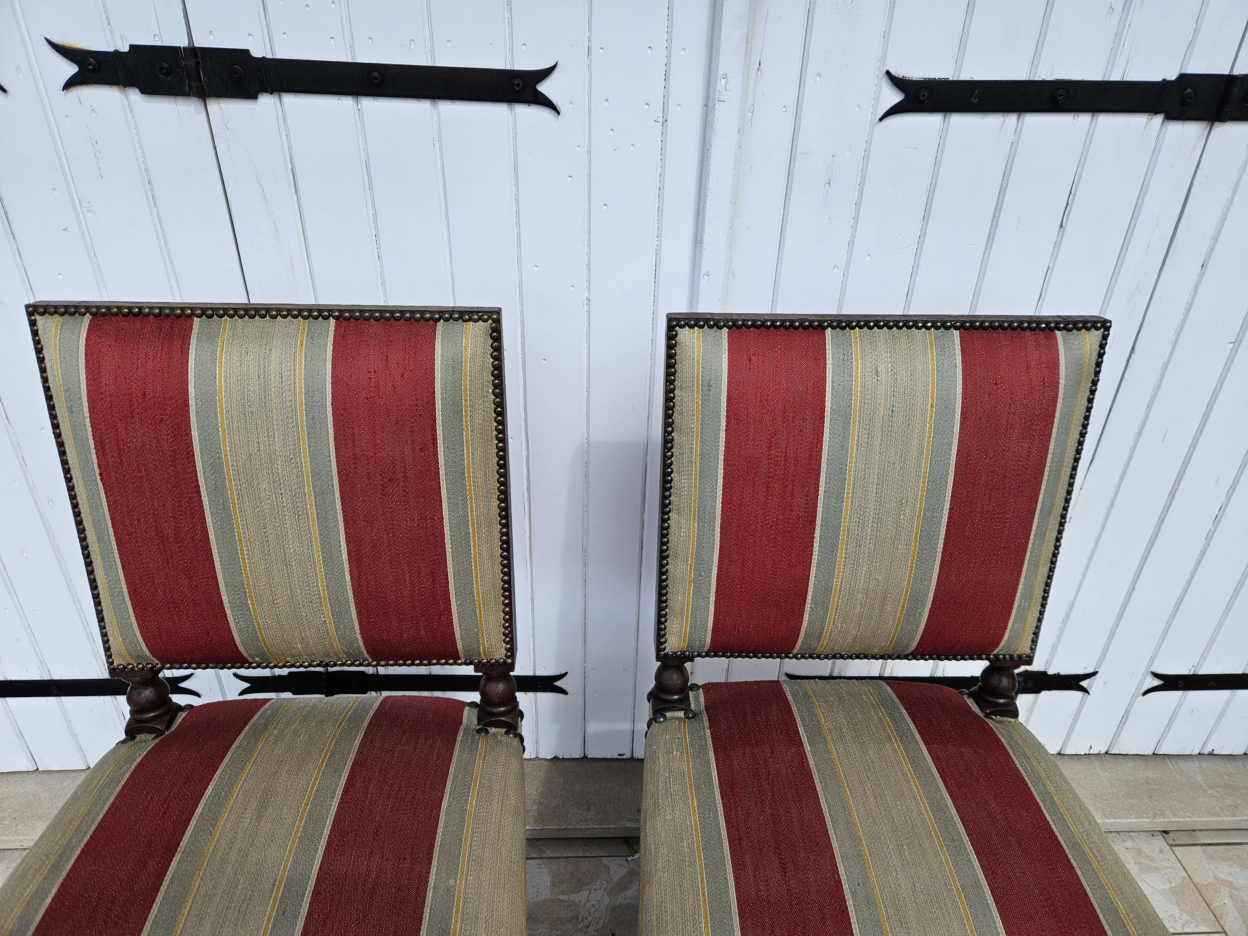 Pair of Louis XIII oak chairs