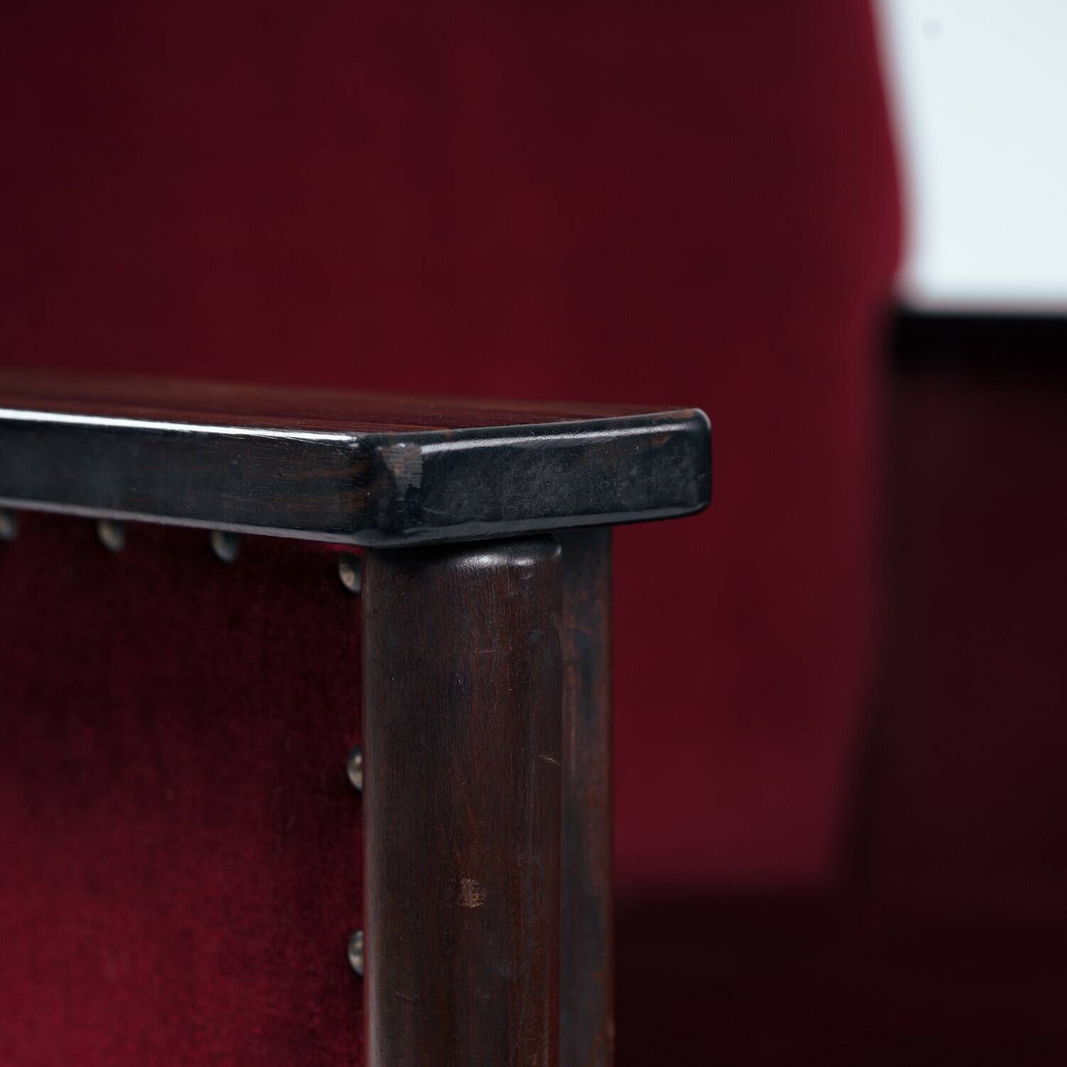 2 red velvet Amsterdam School Art Deco chairs, The Netherlands, 1930s