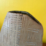 Large scarified brutalist vase in stoneware, La Borne, Francis Arrienon