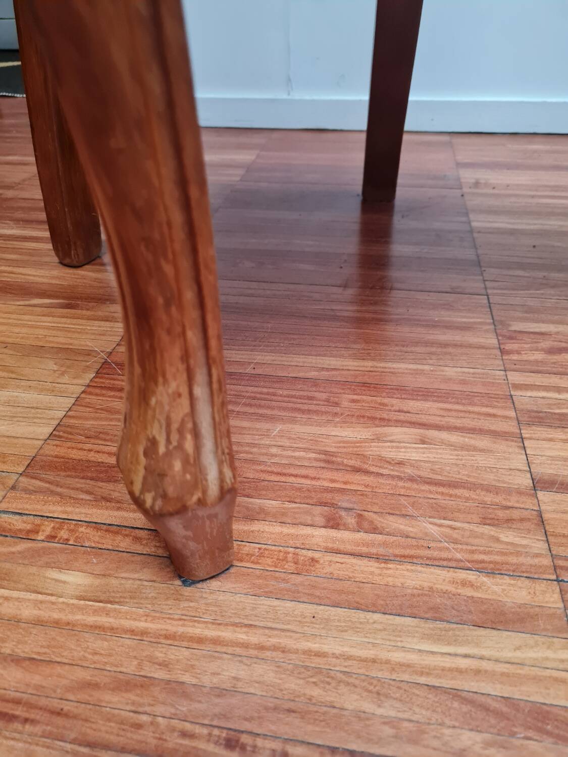 Pair of wooden chairs with velvet seats