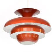 Layered metal pendant light with candy apple lacquer, Sweden 1970s