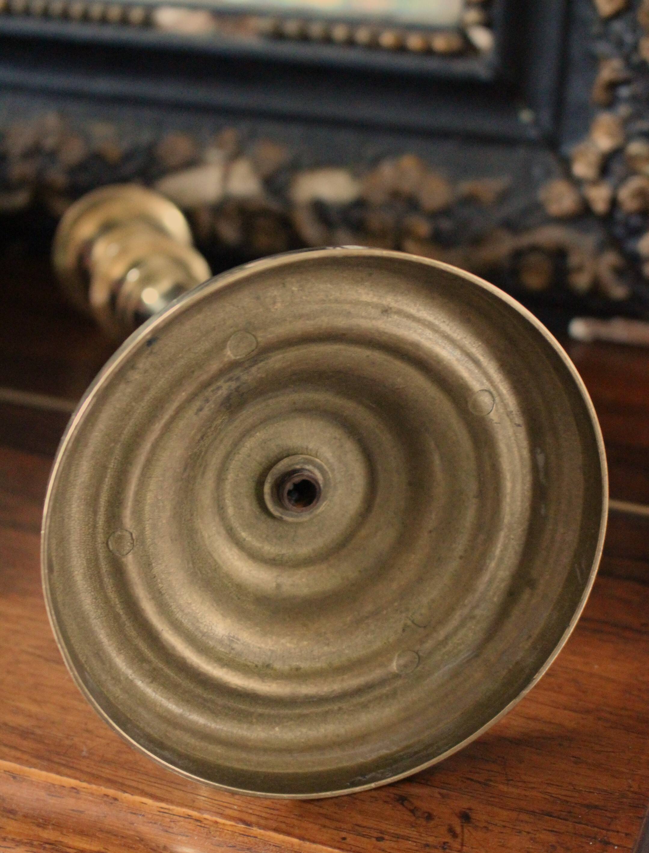 Large brass torch candle holder