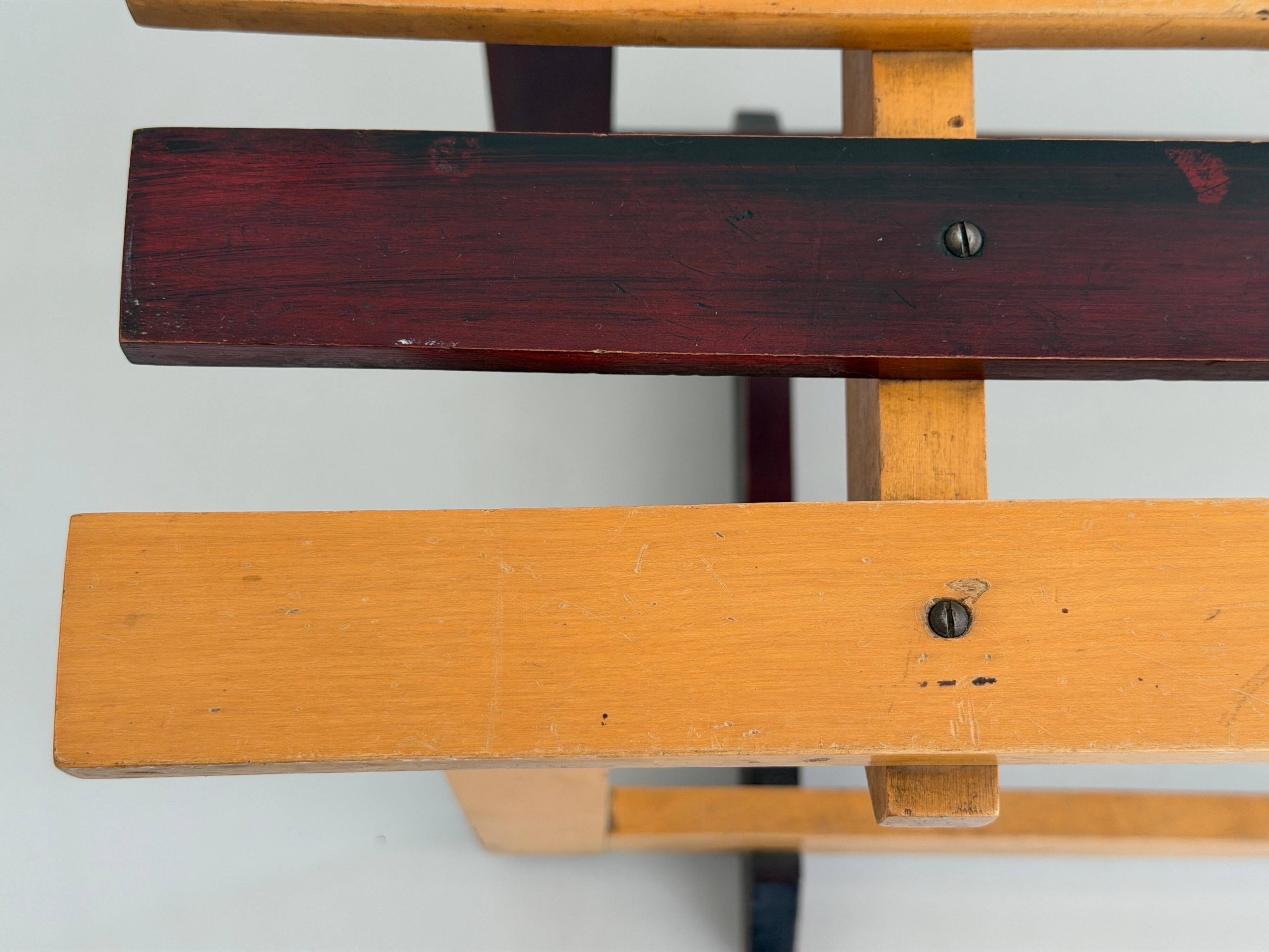 Mid-century Italian solid wood two-tone bench, 1950s, Italy