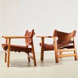 Borge Mogensen Pair of Spanish Chairs model 2226 for Fredericia Denmark 1958