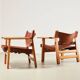 Borge Mogensen Pair of Spanish Chairs model 2226 for Fredericia Denmark 1958