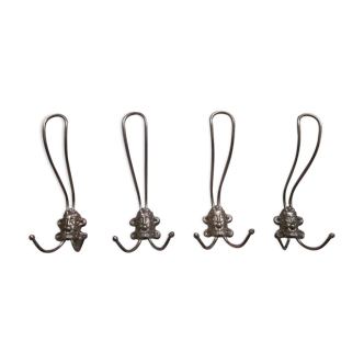 Set of 4 old hooks in gold metal