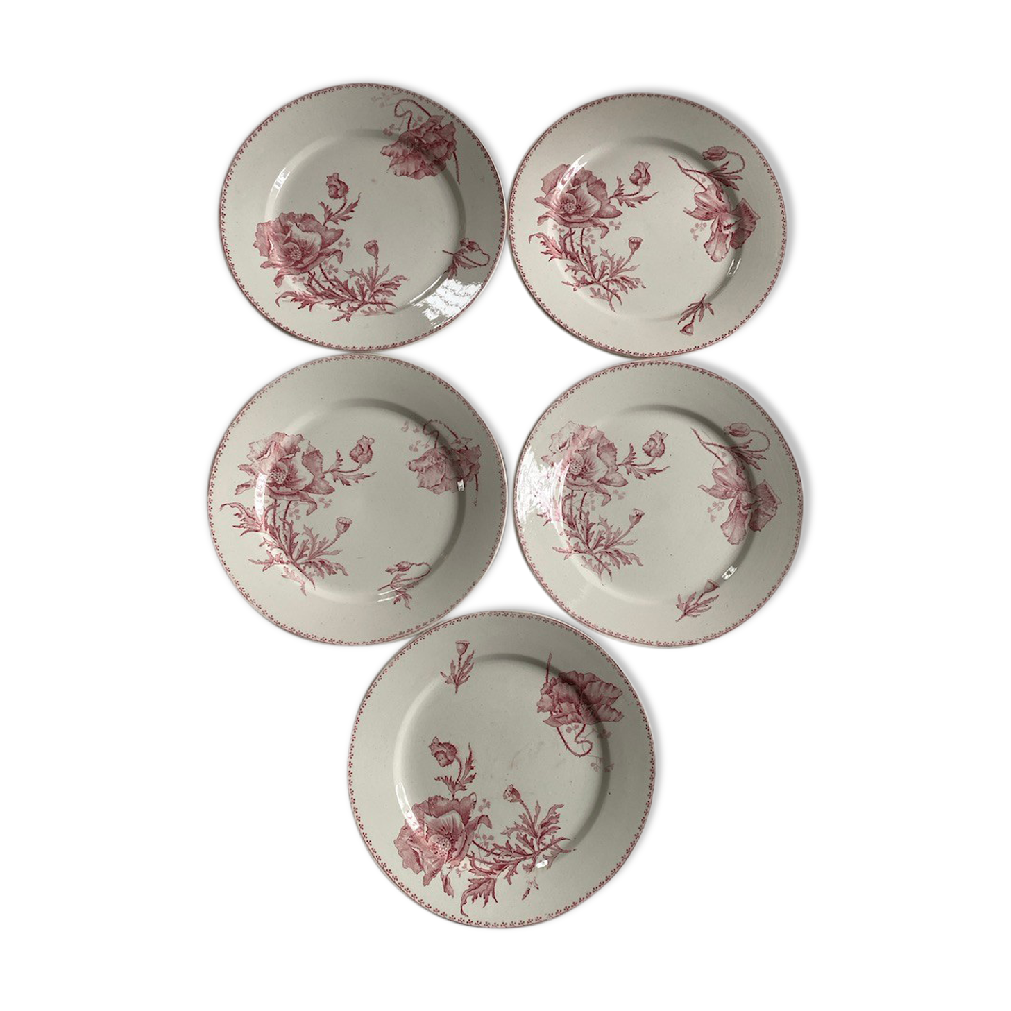 5 red decoration plates