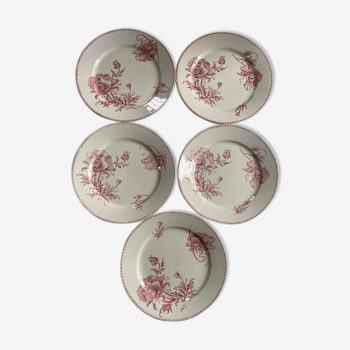 5 red decoration plates