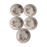 5 red decoration plates