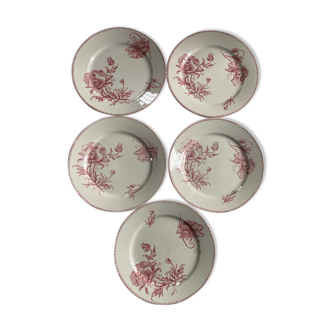 5 red decoration plates