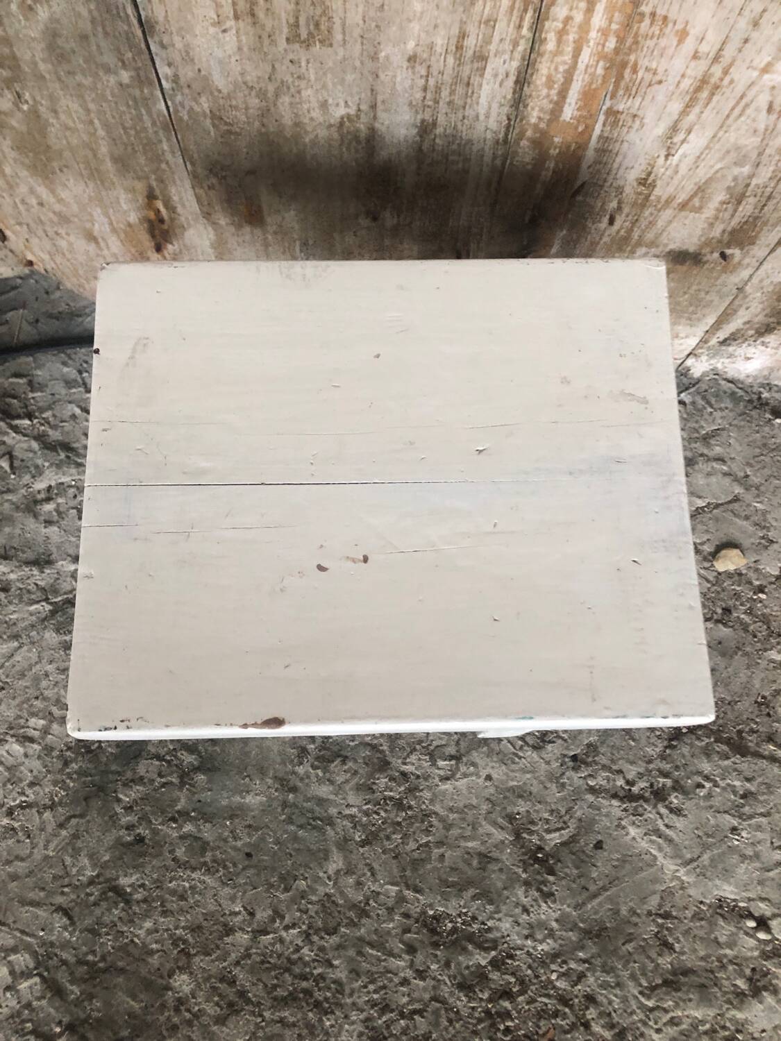 Vintage White Wood Milking Stool