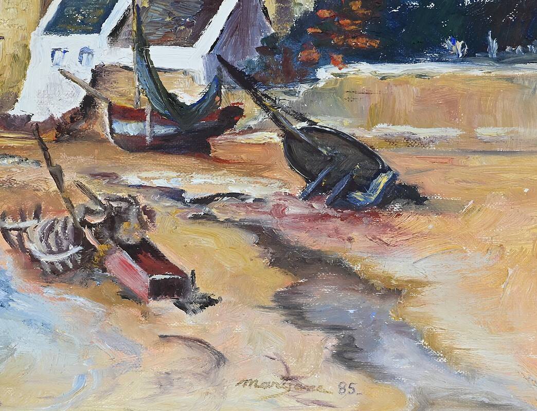 Marine painting “Littoral Breton” signed Marijane le Goaster – 1985