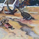Marine painting “Littoral Breton” signed Marijane le Goaster – 1985