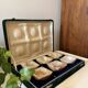 Onyx storage boxes in a velvet box