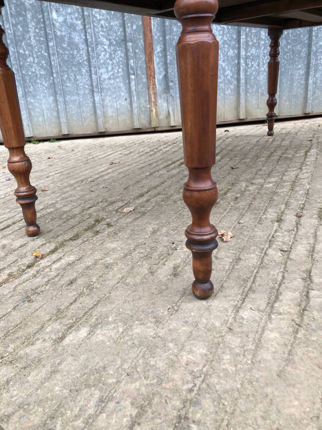 Antique farmhouse table in solid cherry wood with 4 drawers
