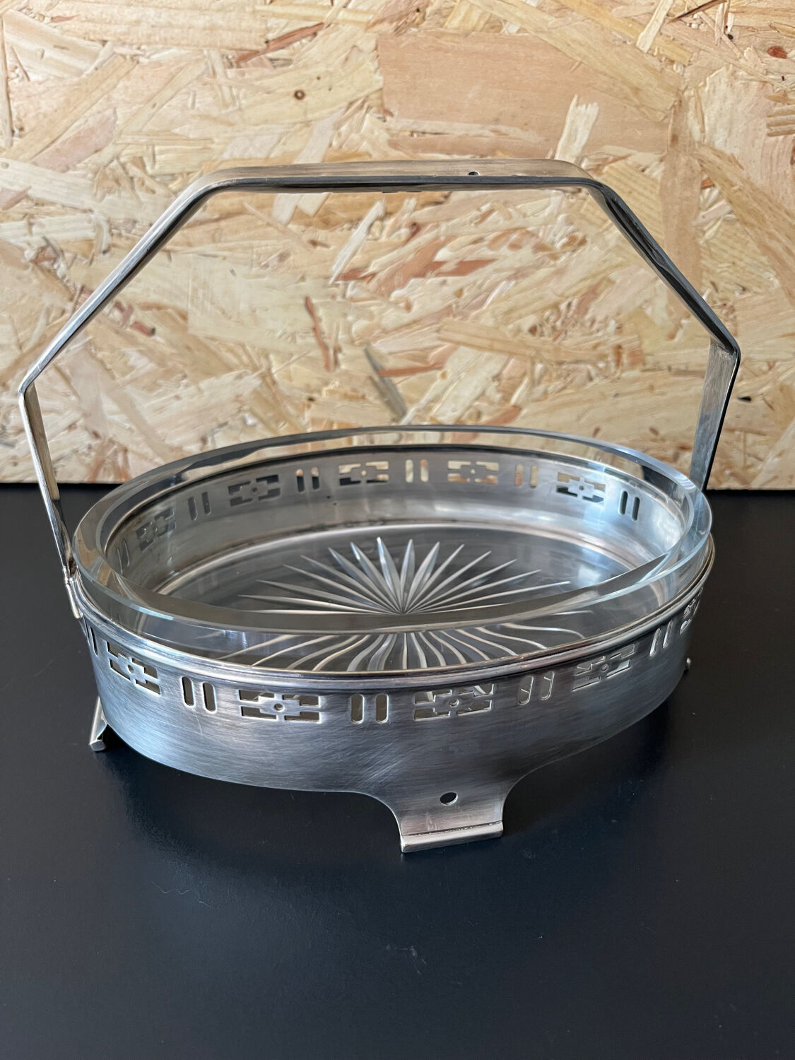 Metal and glass servant tray