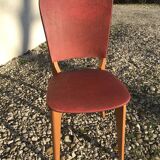 6 Chaises vintage 1970 en skaï rouge