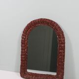 Vintage mirror with wicker border