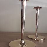 Pair of candle holders Gusums Bruk 65 in brass, Suede, late 19th