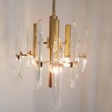 Chandelier in brass and crystal 1960