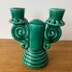 Vallauris green ceramic double candlestick