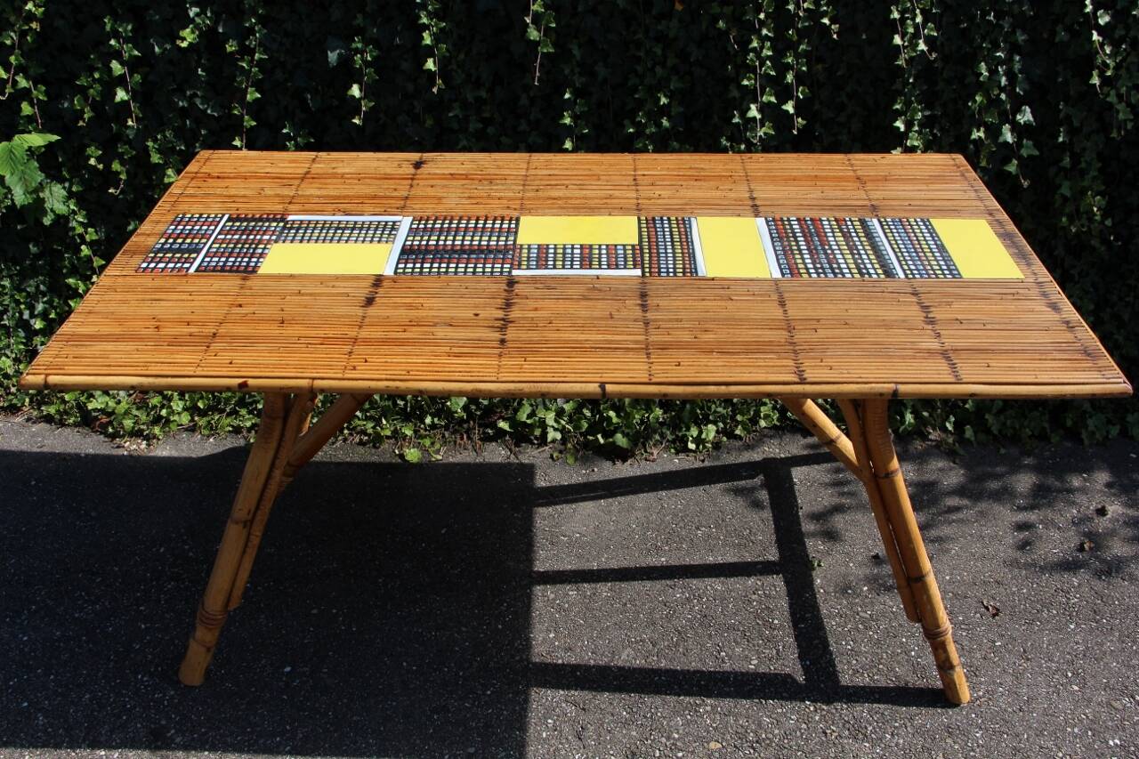 dining room table with tiles from Roger Capron