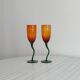 Pair of hand-blown orange glasses