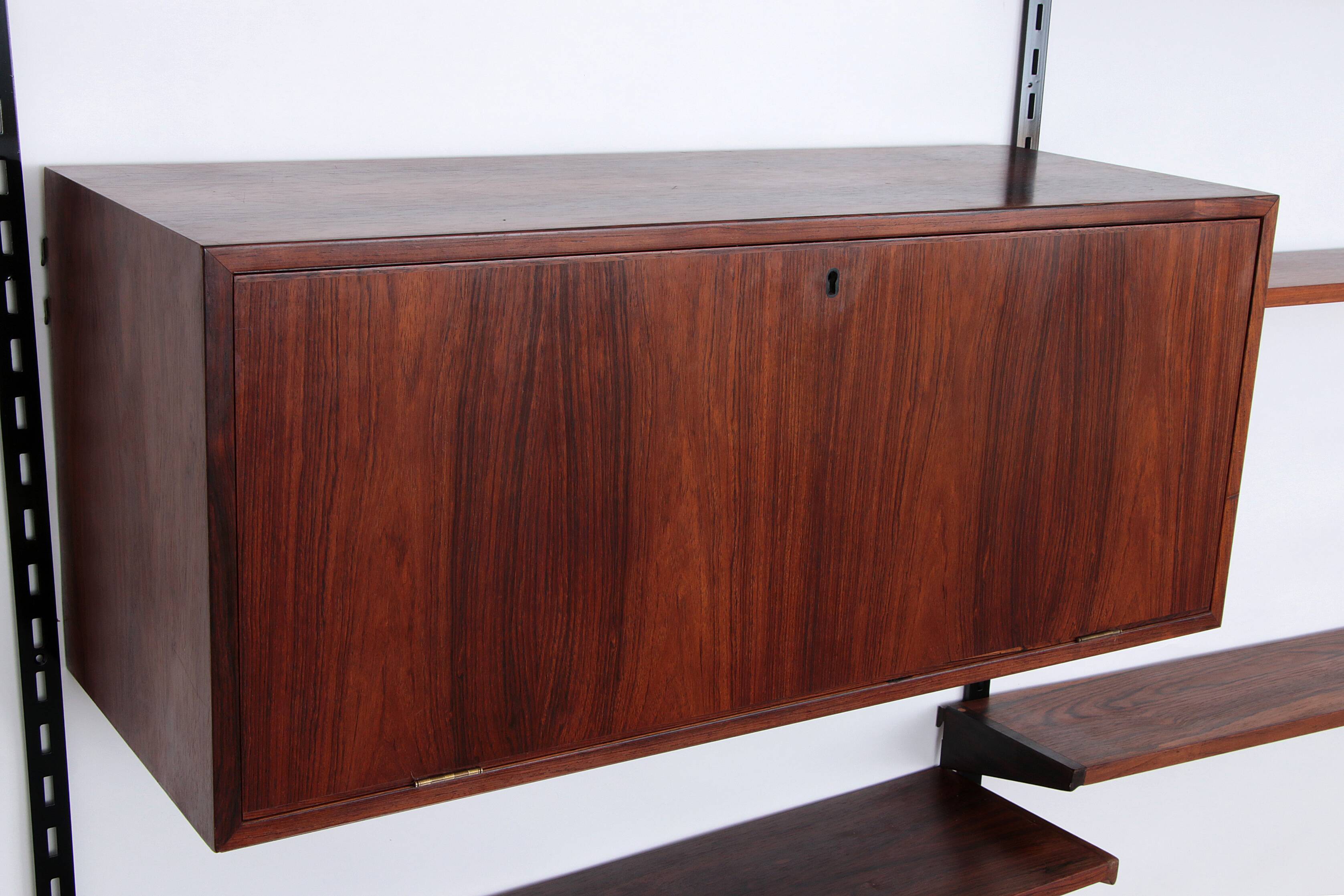 Modular Dark wooden Wall System from Kai Kristiansen - FM Møbler