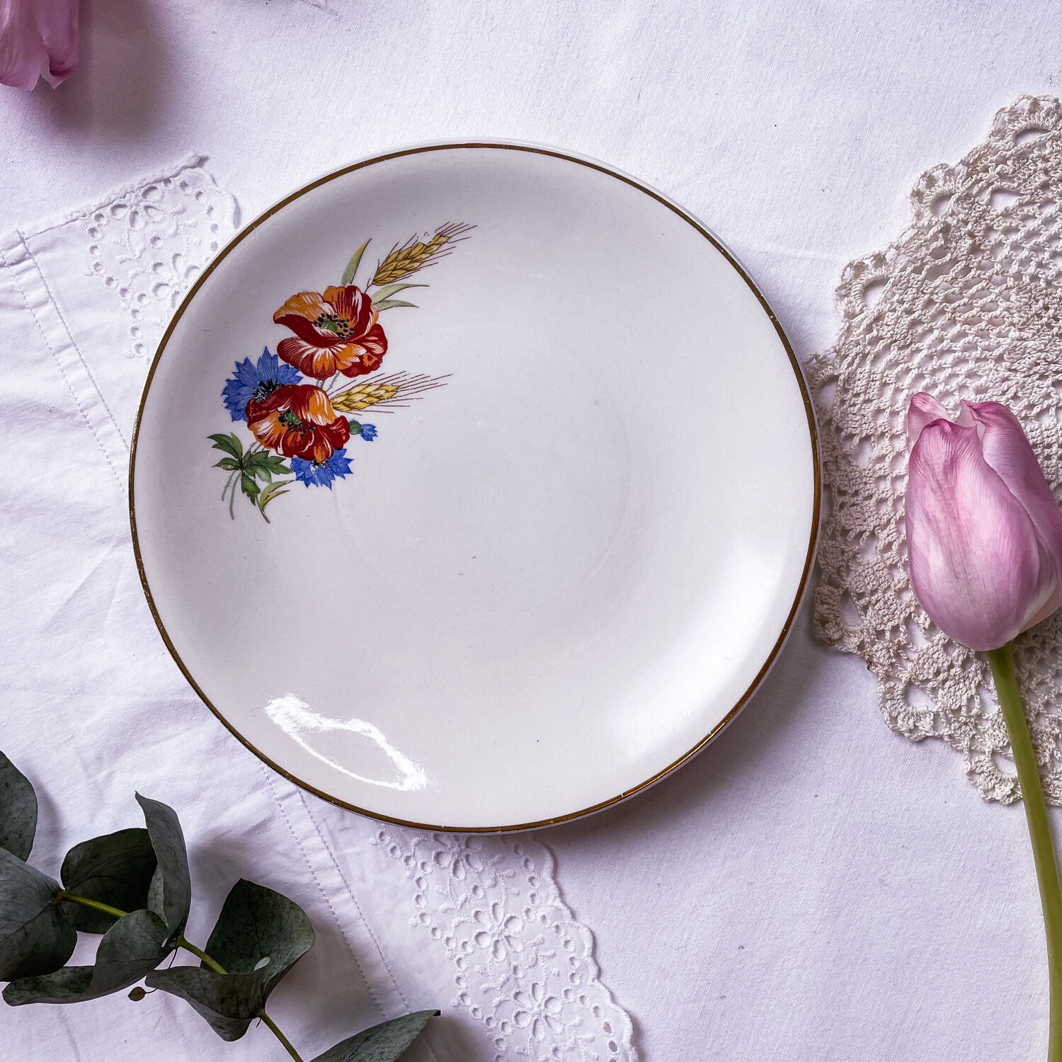 5 assiettes coquelicot