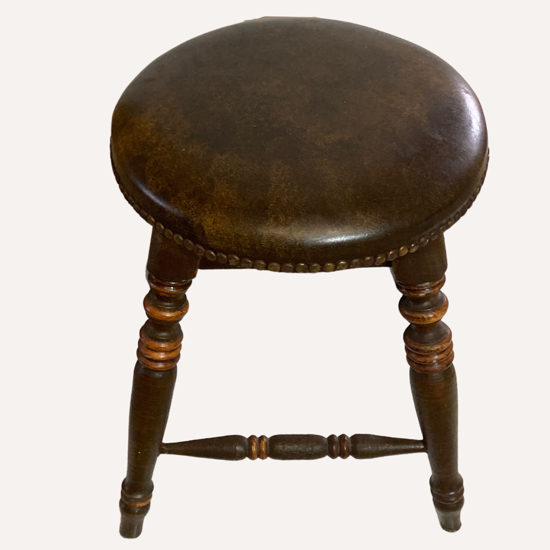Tabouret de bar en orme bas tudor antique victorien, angleterre ca 1900