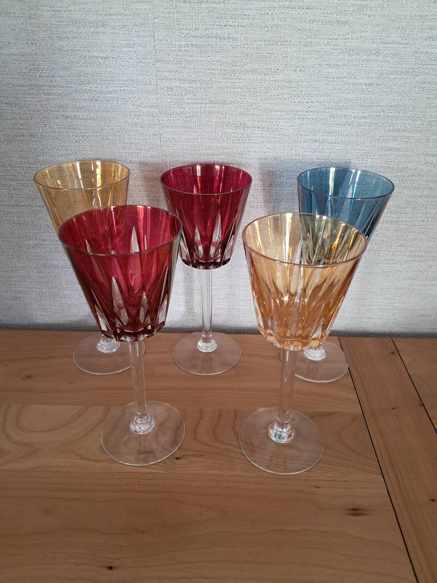 5 verres en cristal de Fains les source de la Meuse