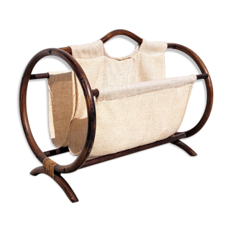 Rattan & cotton magazine holder
