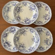Set of 6 dessert plates Creil & Montereau Bouquets • Antique earthenware