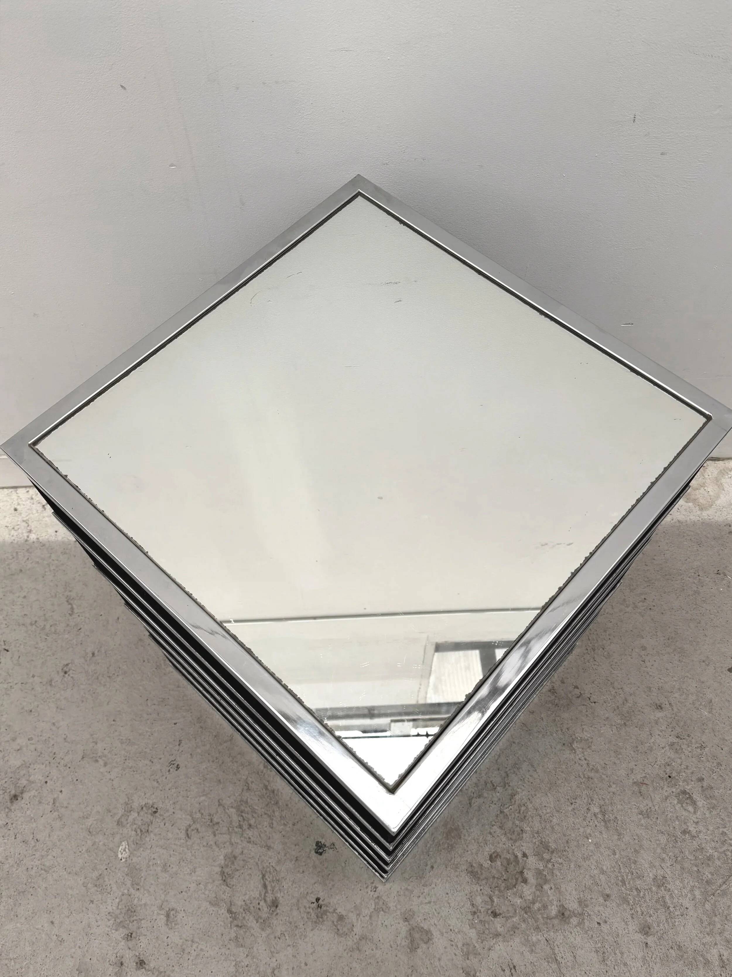 Mirror column, chrome and nubuck, 1970